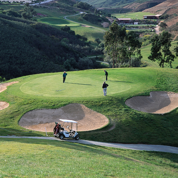 View from above to an elevated green on Santo Antonio Golf, Algarve, Portugal
