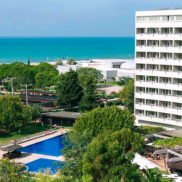 View of pool and sea from Dom Pedro Vilamoura Hotel
